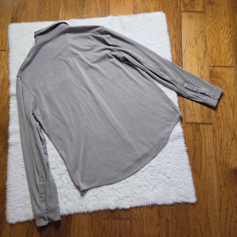 Lululemon Soft Knit Over Shirt Snap Button Up Men's XL Green Long Sleeve LM3CZMS - Picture 3 of 6